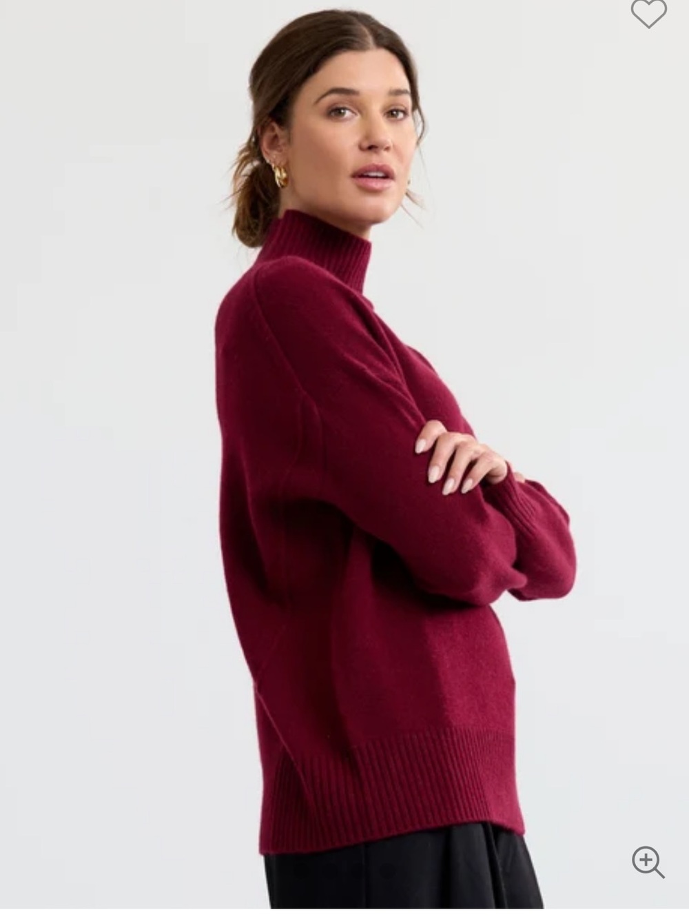 Pura Mock Neck Sweater - Raspberry - Picture 13 of 15
